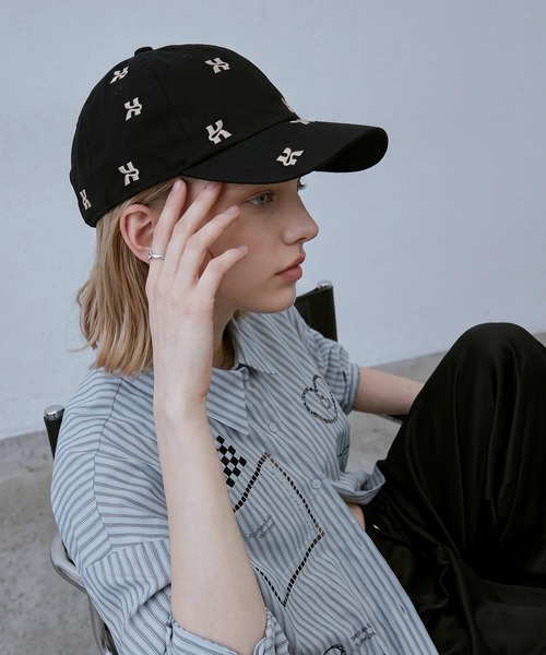 Knuth Marf（クヌースマーフ）の「【Knuth Marf】復刻別注 K logo cap クヌースマーフ ロゴ刺繍 キャップ コットン100％（キャップ・レディース・ブラック/レッド・FREE）」の8枚目の写真