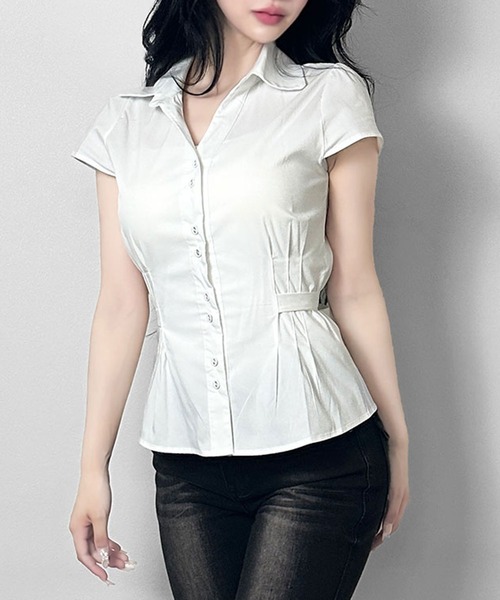 FOLLOWIN(フォロウィン)の「【3COLOR】フィットラインシャツブラウス(シャツ/ブラウス・レディース・ブラック/ホワイト/ブルー・FREE)」の2枚目の写真