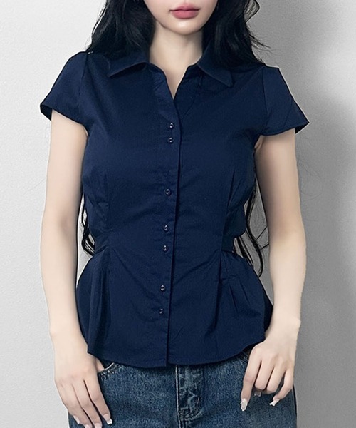 FOLLOWIN(フォロウィン)の「【3COLOR】フィットラインシャツブラウス(シャツ/ブラウス・レディース・ブラック/ホワイト/ブルー・FREE)」の3枚目の写真