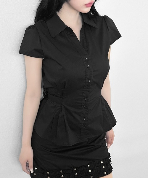 FOLLOWIN(フォロウィン)の「【3COLOR】フィットラインシャツブラウス(シャツ/ブラウス・レディース・ブラック/ホワイト/ブルー・FREE)」の1枚目の写真