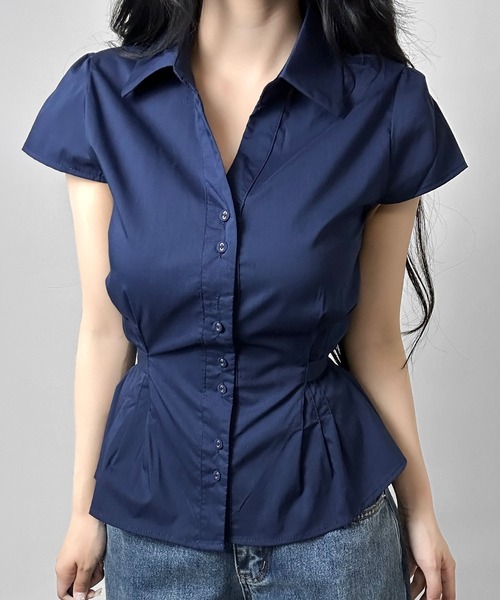 FOLLOWIN(フォロウィン)の「【3COLOR】フィットラインシャツブラウス(シャツ/ブラウス・レディース・ブラック/ホワイト/ブルー・FREE)」の13枚目の写真