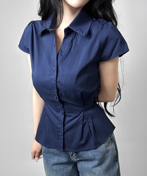 FOLLOWIN(フォロウィン)の「【3COLOR】フィットラインシャツブラウス(シャツ/ブラウス・レディース・ブラック/ホワイト/ブルー・FREE)」の16枚目の写真