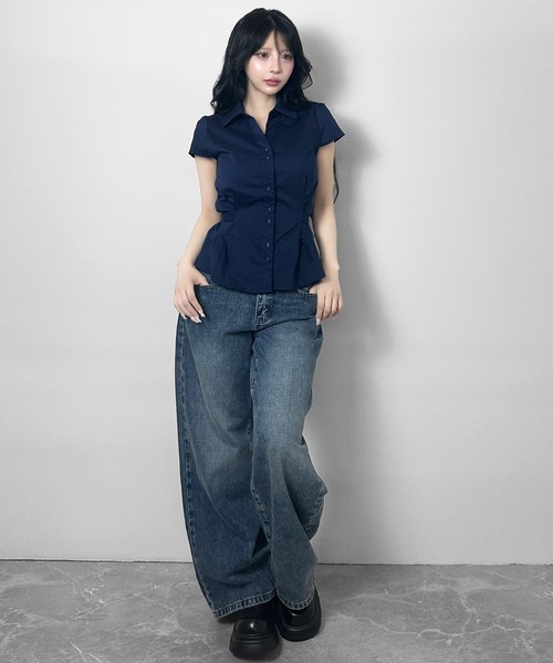 FOLLOWIN(フォロウィン)の「【3COLOR】フィットラインシャツブラウス(シャツ/ブラウス・レディース・ブラック/ホワイト/ブルー・FREE)」の7枚目の写真