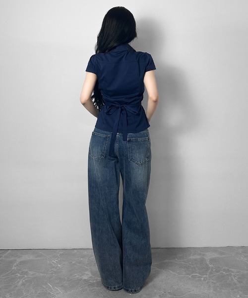 FOLLOWIN(フォロウィン)の「【3COLOR】フィットラインシャツブラウス(シャツ/ブラウス・レディース・ブラック/ホワイト/ブルー・FREE)」の8枚目の写真