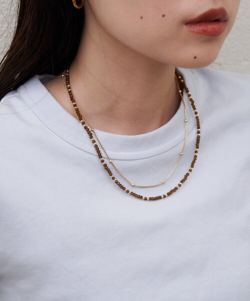 CIAOPANIC TYPY（チャオパニックティピー）の「:【lil】ビーズ2連ネックレスセット（ネックレス・レディース・ブラック/ブラウン/レッド・ONE SIZE）」の3枚目の写真
