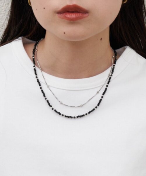 CIAOPANIC TYPY（チャオパニックティピー）の「:【lil】ビーズ2連ネックレスセット（ネックレス・レディース・ブラック/ブラウン/レッド・ONE SIZE）」の9枚目の写真