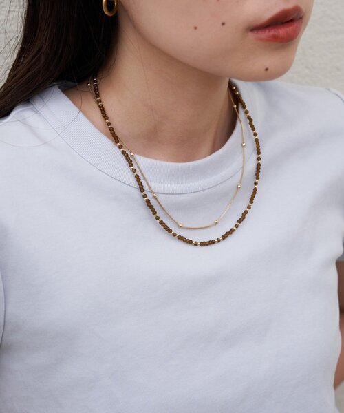 CIAOPANIC TYPY（チャオパニックティピー）の「:【lil】ビーズ2連ネックレスセット（ネックレス・レディース・ブラック/ブラウン/レッド・ONE SIZE）」の5枚目の写真