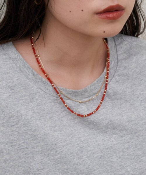 CIAOPANIC TYPY（チャオパニックティピー）の「:【lil】ビーズ2連ネックレスセット（ネックレス・レディース・ブラック/ブラウン/レッド・ONE SIZE）」の7枚目の写真