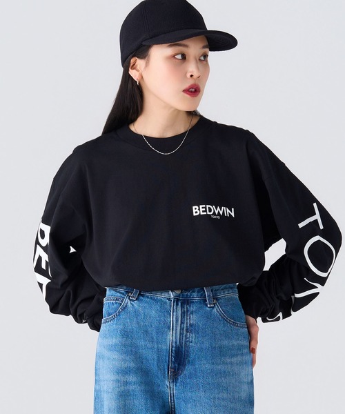 BEDWIN & THE HEARTBREAKERS(ベドウィン アンド ザ ハートブレイカーズ)の「L/S PRINTED TEE "Micro Logo"(Tシャツ/カットソー・メンズ・ブラック/ホワイト・X-LARGE/LARGE/MEDIUM)」の1枚目の写真