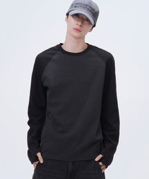 Two-tone raglan long sleeve BLACK