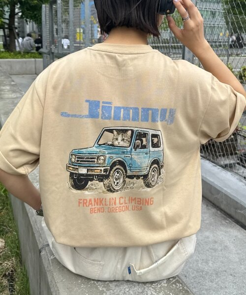 Franklin Climbing(フランクリンクライミング)の「【Franklin Climbing×JIMNY】CATグラフィックTee(Tシャツ/カットソー・メンズ・ホワイト/ブラック/ベージュ・MEDIUM/LARGE)」の3枚目の写真