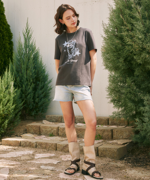 ZEROSTREET（ゼロストリート）の「[2カラー] カウボーイキャット 半袖Tシャツ（Tシャツ/カットソー・レディース・チャコール/Off White・MEDIUM/SMALL）」の3枚目の写真