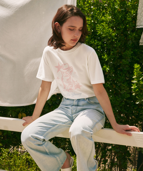 ZEROSTREET（ゼロストリート）の「[2カラー] カウボーイキャット 半袖Tシャツ（Tシャツ/カットソー・レディース・チャコール/Off White・MEDIUM/SMALL）」の4枚目の写真
