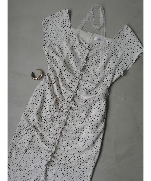 セール】ドットギャザースクエアネックワンピース 【夏服】【半袖