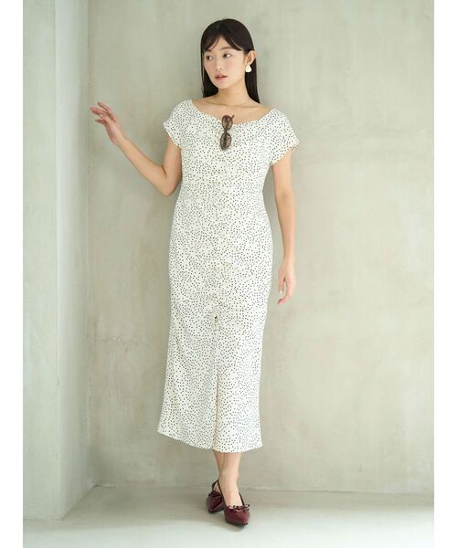 LAGUNAMOON(ラグナムーン)の「ドットギャザースクエアネックワンピース 【夏服】【半袖】(ワンピース・レディース・ホワイト/ラベンダー・MEDIUM/SMALL)」の7枚目の写真