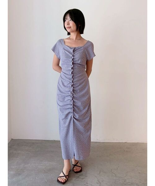 LAGUNAMOON(ラグナムーン)の「ドットギャザースクエアネックワンピース 【夏服】【半袖】(ワンピース・レディース・ホワイト/ラベンダー・MEDIUM/SMALL)」の15枚目の写真
