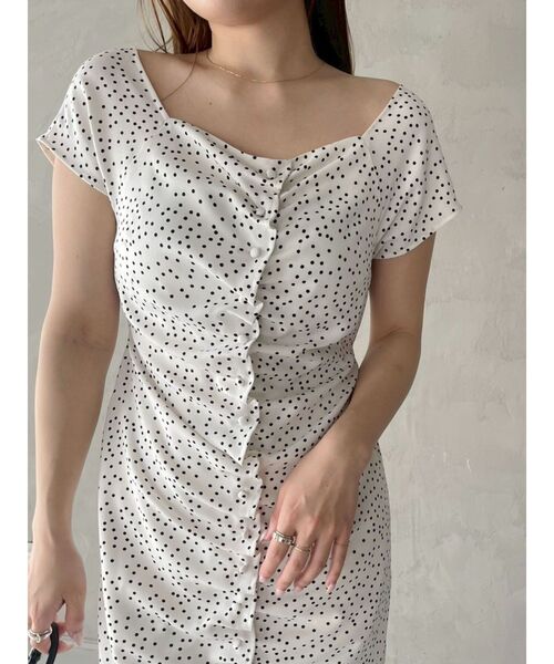 LAGUNAMOON(ラグナムーン)の「ドットギャザースクエアネックワンピース 【夏服】【半袖】(ワンピース・レディース・ホワイト/ラベンダー・MEDIUM/SMALL)」の16枚目の写真