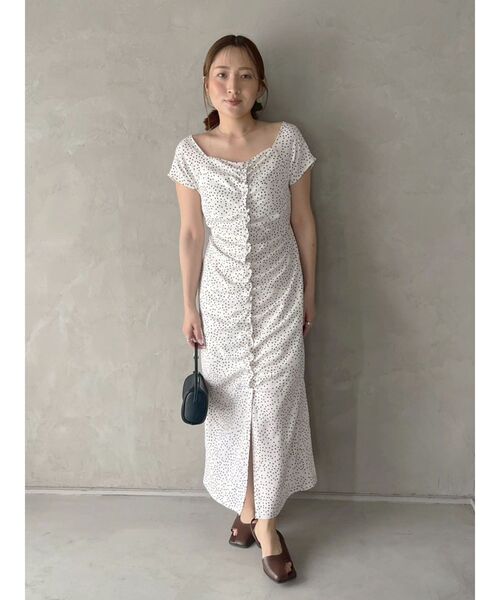 LAGUNAMOON(ラグナムーン)の「ドットギャザースクエアネックワンピース 【夏服】【半袖】(ワンピース・レディース・ホワイト/ラベンダー・MEDIUM/SMALL)」の19枚目の写真