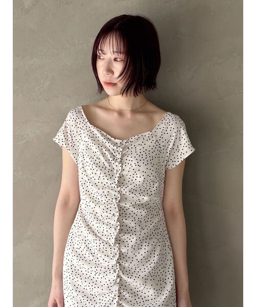 LAGUNAMOON(ラグナムーン)の「ドットギャザースクエアネックワンピース 【夏服】【半袖】(ワンピース・レディース・ホワイト/ラベンダー・MEDIUM/SMALL)」の22枚目の写真