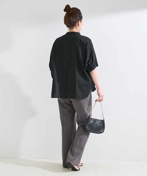 B.C STOCK(ベーセーストック)の「ウォッシャブル / クルーネックボリュームブラウス(シャツ/ブラウス・レディース・ブラック/サックスブルー/ホワイト・FREE)」の6枚目の写真