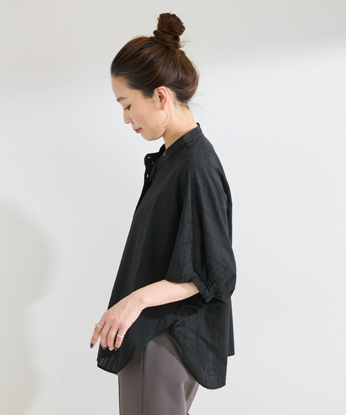 B.C STOCK(ベーセーストック)の「ウォッシャブル / クルーネックボリュームブラウス(シャツ/ブラウス・レディース・ブラック/サックスブルー/ホワイト・FREE)」の8枚目の写真