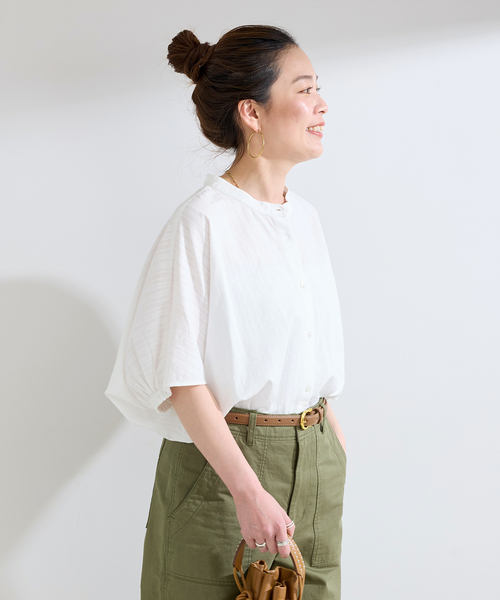 B.C STOCK(ベーセーストック)の「ウォッシャブル / クルーネックボリュームブラウス(シャツ/ブラウス・レディース・ブラック/サックスブルー/ホワイト・FREE)」の14枚目の写真