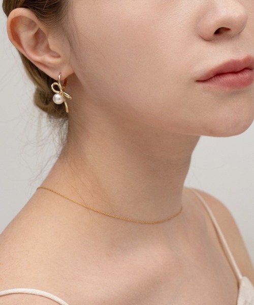 CEMONEMO(セモネモ)の「リボン パール ワンタッチ フープ ピアス(ピアス(両耳用)・レディース・シルバー/ゴールド・FREE)」の18枚目の写真