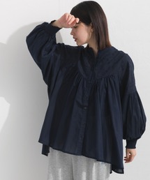 OMNES | コットンレース切替長袖スタンドカラーシャツ(シャツ/ブラウス)