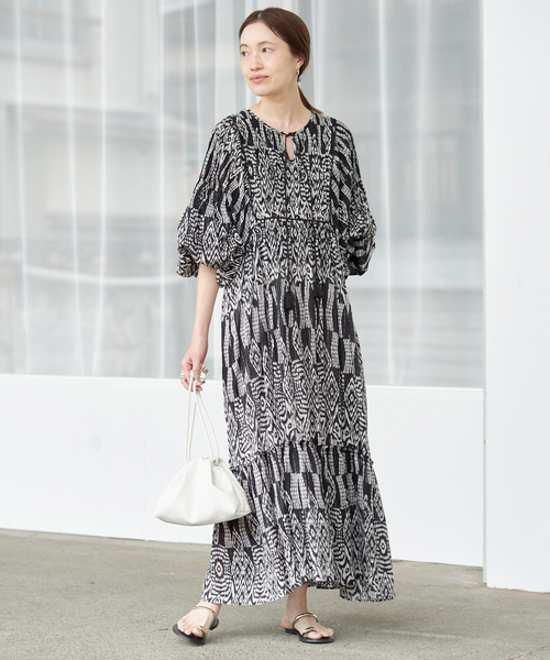 SLOBE IENA（スローブイエナ）の「India Ikat ワンピース（ワンピース・レディース・ラベンダー/ブラック・FREE）」の5枚目の写真