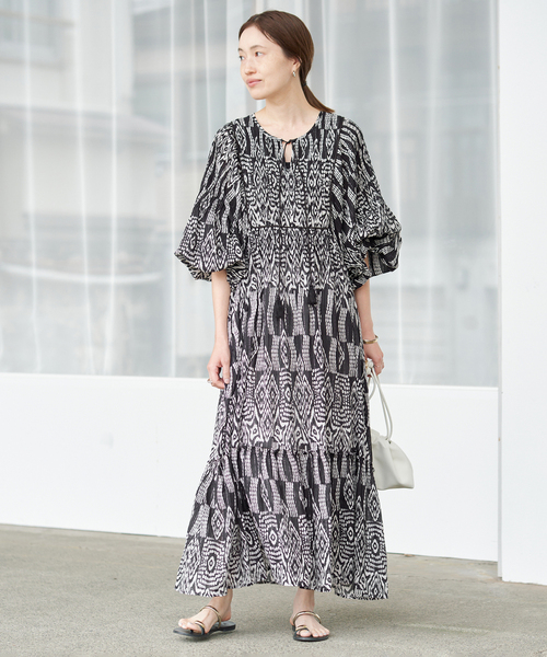 SLOBE IENA（スローブイエナ）の「India Ikat ワンピース（ワンピース・レディース・ラベンダー/ブラック・FREE）」の6枚目の写真