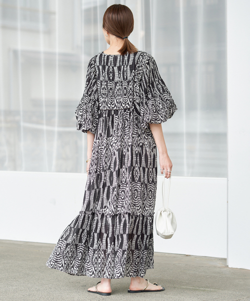 SLOBE IENA（スローブイエナ）の「India Ikat ワンピース（ワンピース・レディース・ラベンダー/ブラック・FREE）」の10枚目の写真