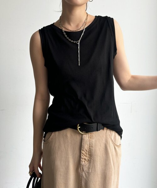 DouDou(ドゥドゥ)の「【WEB限定】メッシュタンク(Tシャツ/カットソー・レディース・ブラック/ブラウン・FREE)」の12枚目の写真