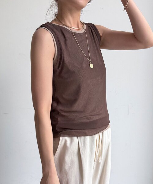 DouDou(ドゥドゥ)の「【WEB限定】メッシュタンク(Tシャツ/カットソー・レディース・ブラック/ブラウン・FREE)」の21枚目の写真