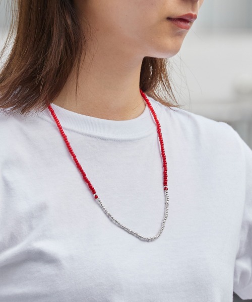 SunKu(サンク)の「SunKu/サンク Red Vintage Beads/Turquoise & Silver Peace Hook Necklace レッド ヴィンテージ ビーズ / ターコイズ シルバー ピース フック ネックレス メンズ レディース 2026年 夏 夏服(ネックレス・メンズ・レッド/ターコイズブルー・FREE)」の10枚目の写真