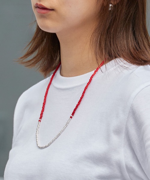SunKu(サンク)の「SunKu/サンク Red Vintage Beads/Turquoise & Silver Peace Hook Necklace レッド ヴィンテージ ビーズ / ターコイズ シルバー ピース フック ネックレス メンズ レディース 2026年 夏 夏服(ネックレス・メンズ・レッド/ターコイズブルー・FREE)」の11枚目の写真
