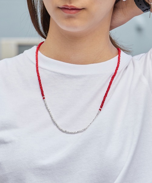 SunKu(サンク)の「SunKu/サンク Red Vintage Beads/Turquoise & Silver Peace Hook Necklace レッド ヴィンテージ ビーズ / ターコイズ シルバー ピース フック ネックレス メンズ レディース 2026年 夏 夏服(ネックレス・メンズ・レッド/ターコイズブルー・FREE)」の12枚目の写真