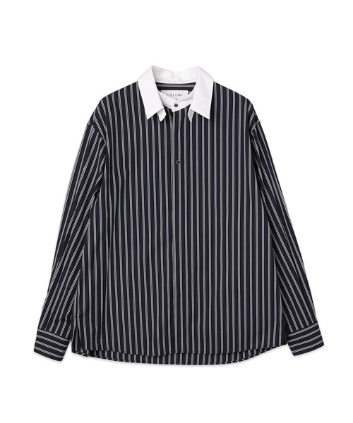 CULLNI(クルニ)の「Stripe Broad Detachable Collar Shirt(シャツ/ブラウス・メンズ・ブルー系/ベージュ系/ホワイト系/ネイビー系・2/1)」の3枚目の写真