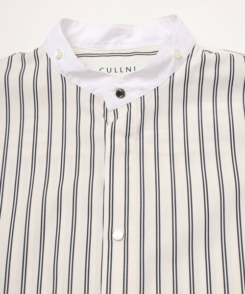 CULLNI(クルニ)の「Stripe Broad Detachable Collar Shirt(シャツ/ブラウス・メンズ・ブルー系/ベージュ系/ホワイト系/ネイビー系・2/1)」の14枚目の写真