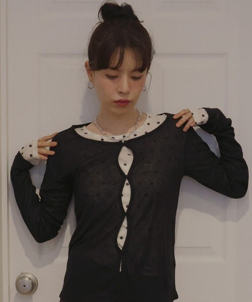 Mili affinity(ミリアフィニティー)の「シアーフライスデザインカーディガン(Tシャツ/カットソー・レディース・ターコイズブルー/ブラック/杢グレー/アイボリー/ブラウン・FREE)」の21枚目の写真