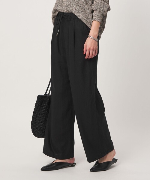 green label relaxing（グリーンレーベルリラクシング）の「［size SHORT/TALLあり］BREEZE LINEN ブリーズリネン ワイド パンツ 3（その他パンツ・レディース・ブラック/ロイヤルブルー・34/36/40/TALL/SHORT/44/42/38）」の3枚目の写真