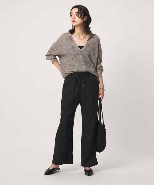 green label relaxing（グリーンレーベルリラクシング）の「［size SHORT/TALLあり］BREEZE LINEN ブリーズリネン ワイド パンツ 3（その他パンツ・レディース・ブラック/ロイヤルブルー・34/36/40/TALL/SHORT/44/42/38）」の4枚目の写真