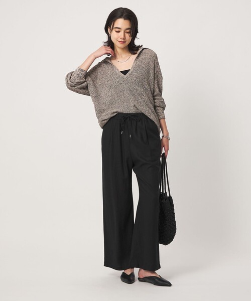 green label relaxing（グリーンレーベルリラクシング）の「［size SHORT/TALLあり］BREEZE LINEN ブリーズリネン ワイド パンツ 3（その他パンツ・レディース・ブラック/ロイヤルブルー・34/36/40/TALL/SHORT/44/42/38）」の5枚目の写真