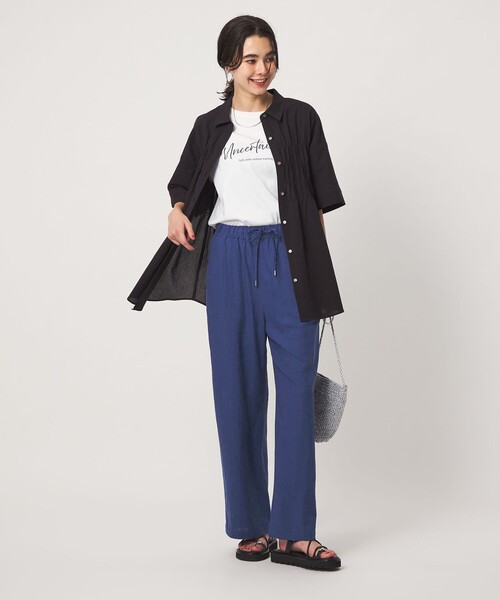 green label relaxing（グリーンレーベルリラクシング）の「［size SHORT/TALLあり］BREEZE LINEN ブリーズリネン ワイド パンツ 3（その他パンツ・レディース・ブラック/ロイヤルブルー・34/36/40/TALL/SHORT/44/42/38）」の8枚目の写真