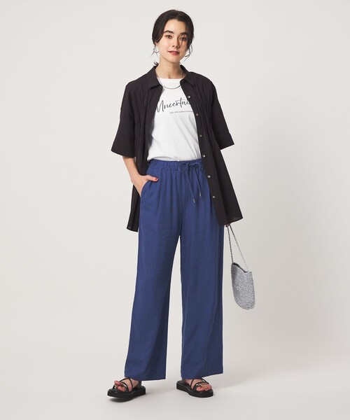 green label relaxing（グリーンレーベルリラクシング）の「［size SHORT/TALLあり］BREEZE LINEN ブリーズリネン ワイド パンツ 3（その他パンツ・レディース・ブラック/ロイヤルブルー・34/36/40/TALL/SHORT/44/42/38）」の9枚目の写真