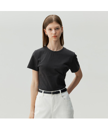 [W]切り替え装飾クロップTシャツ - 2色