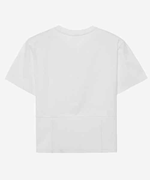 MIND BRIDGE WOMEN（マインドブリッジウーマン）の「[W]切り替え装飾クロップTシャツ - 2色（Tシャツ/カットソー・レディース・ホワイト/チャコール・55）」の4枚目の写真