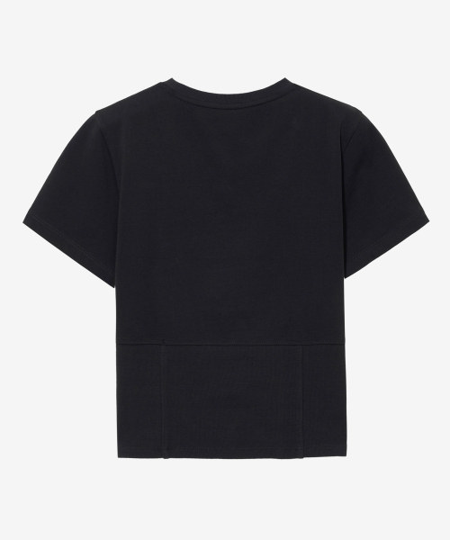 MIND BRIDGE WOMEN（マインドブリッジウーマン）の「[W]切り替え装飾クロップTシャツ - 2色（Tシャツ/カットソー・レディース・ホワイト/チャコール・55）」の6枚目の写真