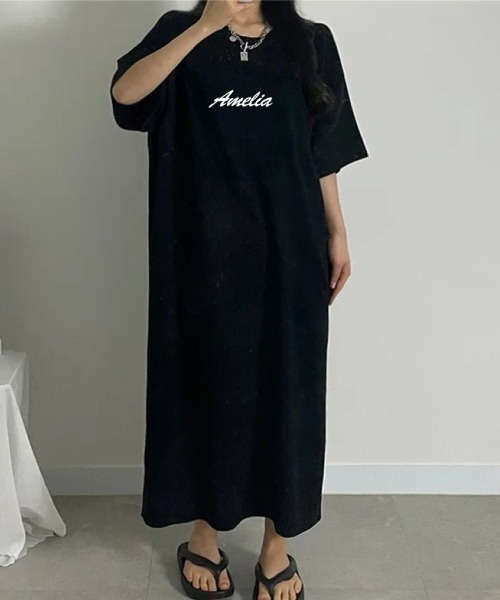 Lips(リップス)の「1枚で抜け感たっぷり!ロゴプリントが映えるリラックスTシャツワンピース(ワンピース・レディース・グレー/ホワイト/ブラック・FREE)」の8枚目の写真