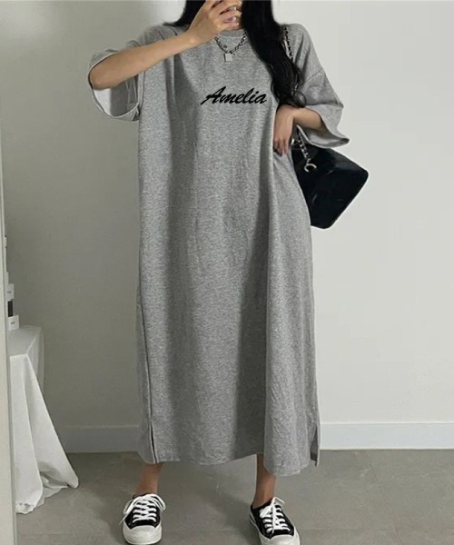 Lips(リップス)の「1枚で抜け感たっぷり!ロゴプリントが映えるリラックスTシャツワンピース(ワンピース・レディース・グレー/ホワイト/ブラック・FREE)」の9枚目の写真