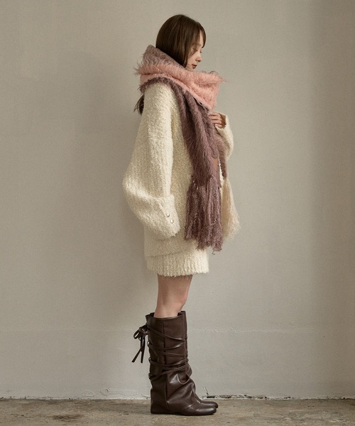 mideal(マイディール)の「original pattern shaggy muffler / オリジナルパターンシャギーマフラー(マフラー・レディース・イエロー/ブルー/ピンク/ボルドー・FREE)」の21枚目の写真